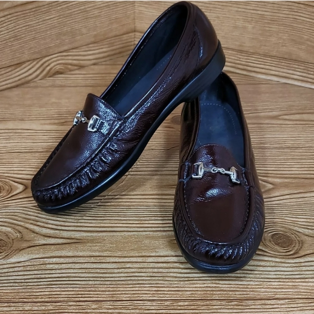 SAS Tripad Comfort Bit Horse Loafers Burgundy Patent Leather Size 9N SB0DSW